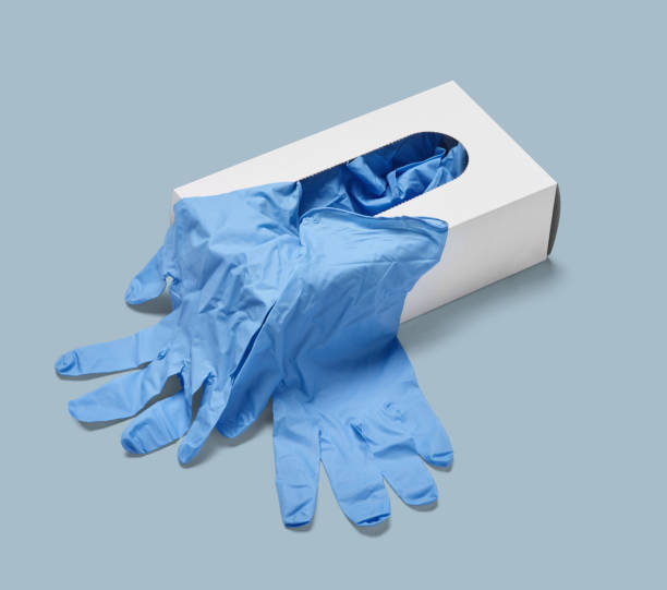 a Box of Blue Powder Free Nitrile Gloves