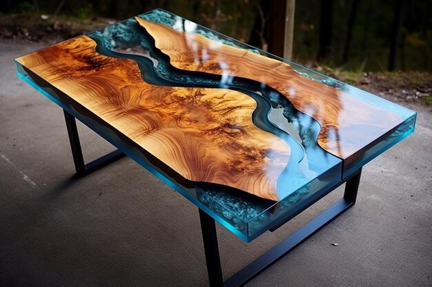 Clear epoxy resin for table, with beautiful colors.